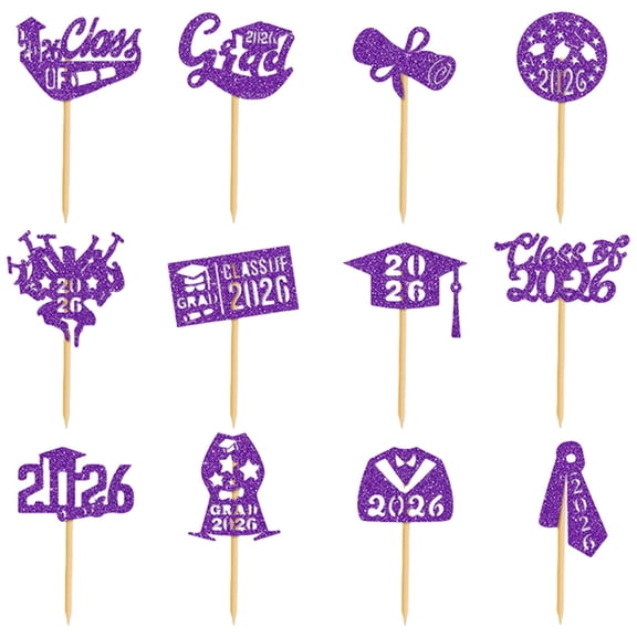 Solivara Congrats 2026 Cake Topper For High Senior Celebration Decor Dessert Card Insertion Paper(E,2.36*1.57in)