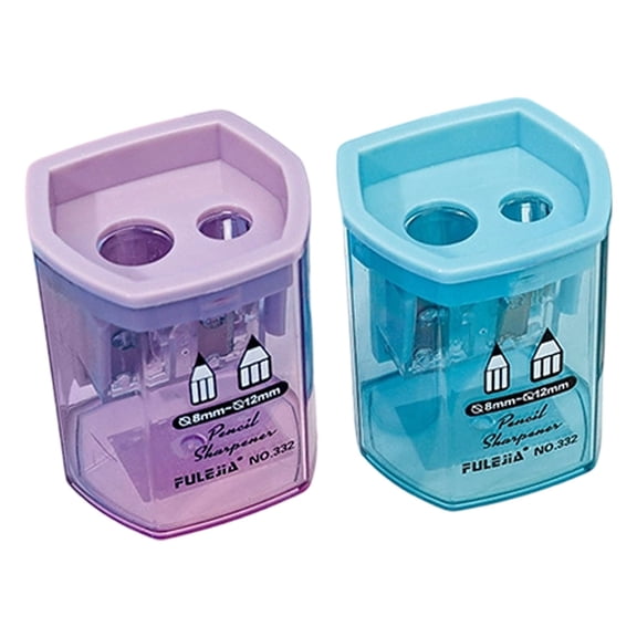 Solivara Cute Double Hole Pencil Sharpener 2Pcs Random Color Portable Manual For Standard And Colored,Pink,1.97*1.57 in