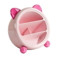 thumbnail image 1 of Solivara Cute Ear Shape Stationery Container Multi Grid Slanted Desktop Organizer For Home Use(Pink,7.09*7.09*6.46in), 1 of 4