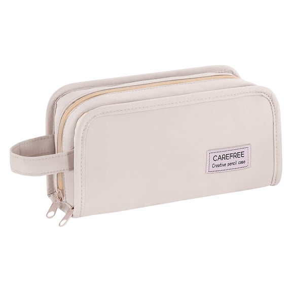 Solivara Cute Large Capacity Pencil Case 3 Compartments Big Pen Bag For Home Office Aesthetic Storage (A,One Size)