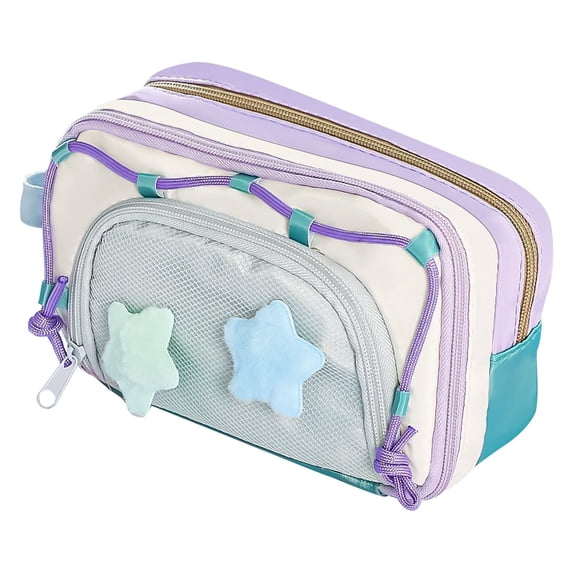 Solivara Cute Layered Pencil Case For Stationery Makeup Travel Functional Bag (Grey,One Size)