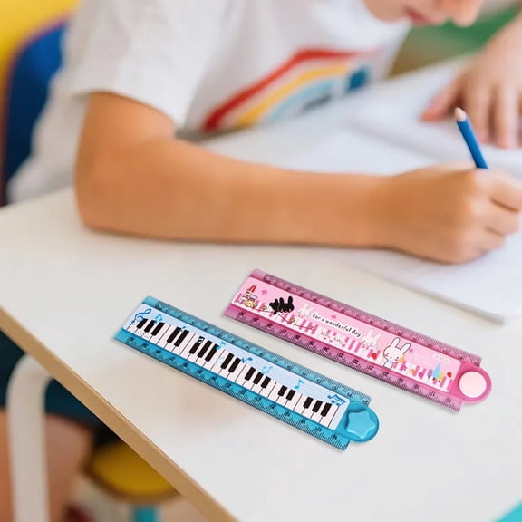 Solivara Cute Piano Foldable Ruler Compact Straight Edge With Double Scale For Drawing And Crafting (B*2,2Pcs)