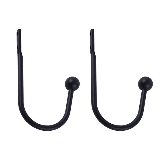Solivara Decorative Brass Drapery Hooks, 2 Pack Metal Curtain Tiebacks Wall Mounted, Curtain Pull Back Hardware For Window Side Drapes(Black,One Size)