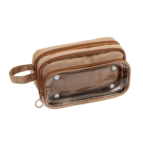 Solivara Detachable Pencil Case, Transparent Multi Layer Large Capacity Stationery Storage Bag High Value Design(Brown,8.46*5.08in)