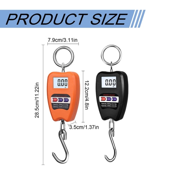 Solivara Digital Industrial Hanging Scale 200kg Capacity Hook Scale For Warehouse And Farm (Black,11.42×3.15in)