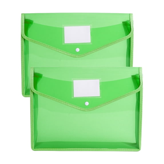 Solivara Document Holder Envelope Folder With Button Transparent Plastic For Certificate And Legal File Storage(Green*2,14.6*3.5*11in)