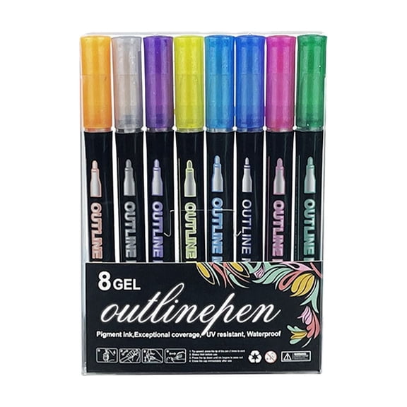 Solivara Double Line Outline Marker For Glitter Writing And Birthday Card (A,5.12×0.39in)