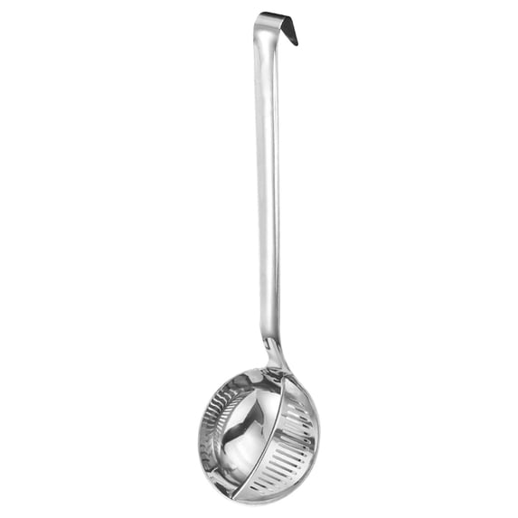 Solivara Dual Function Stainless Steel Soup Spoon With Strainer Long Handle For Cooking And Serving (C,11.93*3.74in)