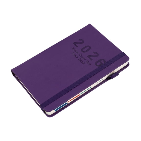 Solivara English Daily Planner 2026 With Strap Vertical Patterned Annual Calendar Notebook (Purple,8.27*5.51in)