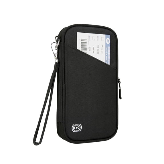 Solivara Family Document Organizer Bag Large Capacity Water Resistant Passport Holder Multi Functional Cards Certificates Storage Wallet(Black,9.45*5.12*1.57in)