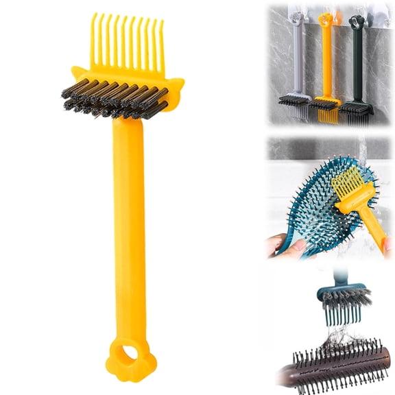 Solivara Hairbrush Cleaner Rake With Pick Portable 2 In 1 For Travel Home Salon(Yellow,One Size)