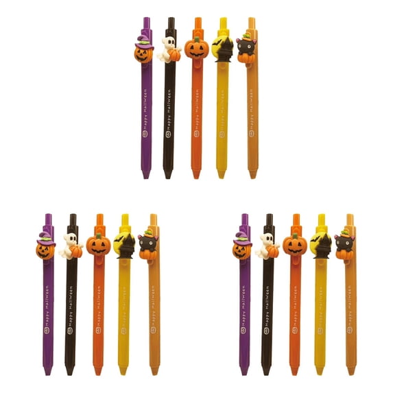 Solivara Halloween Themed Retractable Gel Pen 0.5mm Smooth Writing Black Ink For Desk Accessories And Gifting(Black*3,5.91*0.79in)