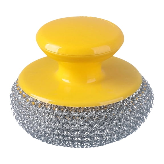 Solivara Kitchen Dish Scrub Brush With Pet Pot Cleaning Brush Handle Scrubber For Cookware Cleaning Brush For Rv Kitchen Polyester Ice Silk(Yellow,3.15*2.36in)
