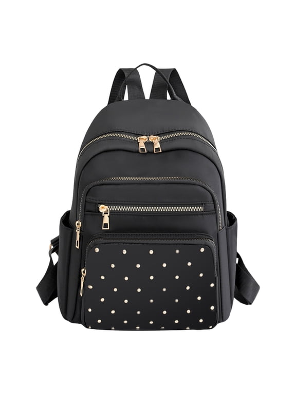 Laptop Backpack Purse For Women, Leather Bookbag Work Travel Top Handle Satchel Beige Small Lightweight Backpack(Black,13.39*4.72*10.63in)