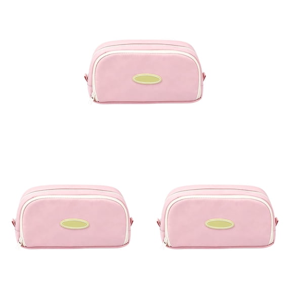 Solivara Large Capacity Double Layer Canvas Pencil Case Aesthetic Korean Style For Home Office(B*3,8.66*4.33in)