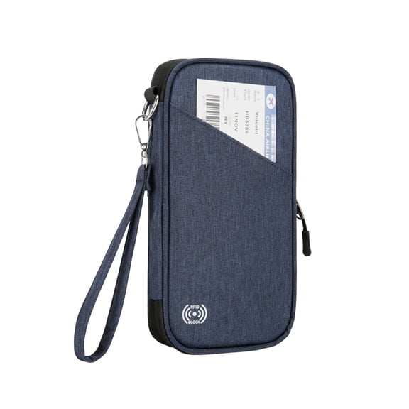 Solivara Large Capacity Family Document Organizer Bag Water Resistant Travel Passport Holder Multi Functional Cards Certificates Storage Wallet(Dark Blue,9.45*5.12*1.57in)