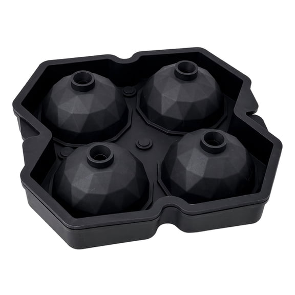 Solivara Large Diamond Silicone Ice Tray 4 Cavity Easy Release For Parties And Daily Beverage(Black,5.71*5.31 in)