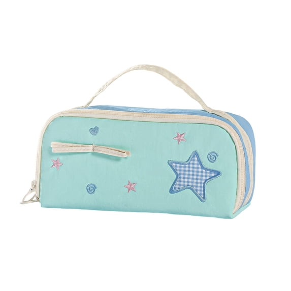 Solivara Multi Layer Star Pattern Handheld Large Capacity Aesthetic Cute Pencil Case(C,7.87*3.94*2.76in)
