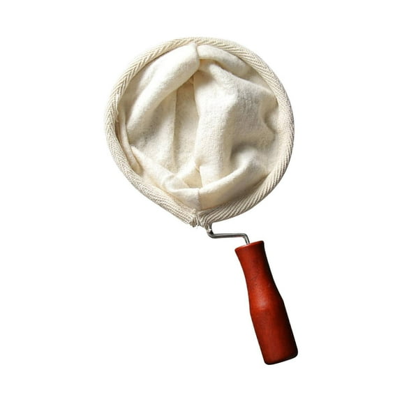 Solivara Natural Cotton Flannel Coffee Filter Cloth Reusable Pour Over Drip Coffee Maker With Wooden Handle Eco Friendly(White,3.94*7.48in)