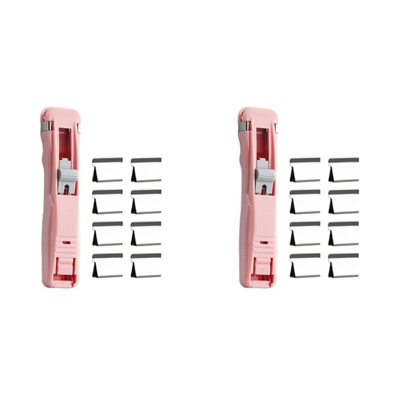 Solivara No Hole Portable Clip Stapler With Reusable Stainless Clips For Home Office Use Plastic(D*2,4.72*1.18in)