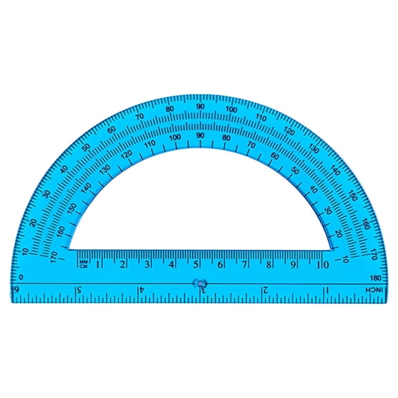 Solivara Plastic 180 Degree 6 Inch Protractor Transparent For Students And Geometry Classroom,Sky Blue,5.98*3.35 in