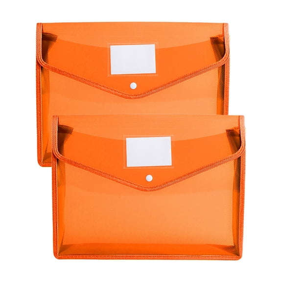 Solivara Plastic Document Envelope With Snap Button For Home Office Organization (Orange,14.57 x 11.02 in)
