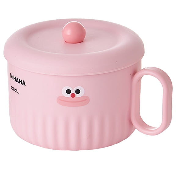 Solivara Portable Stainless Ramen Bowl With Lid And Handle For Noodle And Cereal Soup Container (pink,5.75*4.13in)