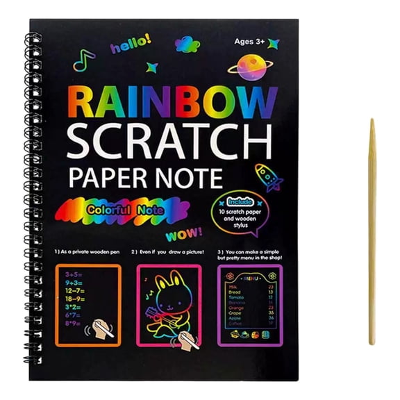 Solivara Rainbow Scratch Paper Craft For Art Set And Birthday Gift Creative Drawing Pad (B,10.24*7.48in)