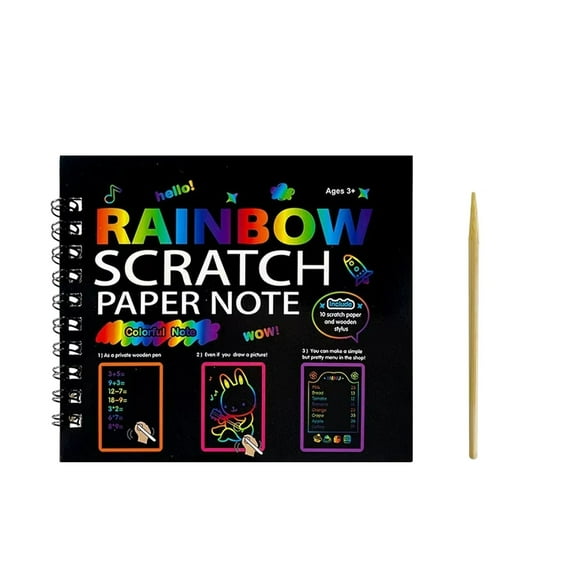Solivara Rainbow Scratch Paper Crafts Note Art Set For Age 3 10 Arts And Crafts For Home Diy(A,5.1*9.1in)