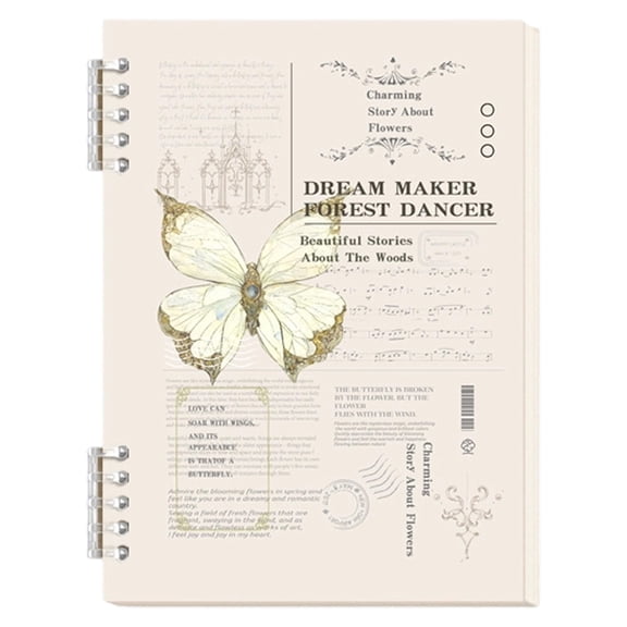 Solivara Retro Butterfly Notebook For Women Note Taking And Daily Journal Use (Light Yellow,7.99*5.51in)
