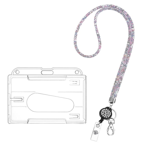 Solivara Rhinestone Bling Lanyard Keychain With Lobster Clasp Cute Neck Strap For ID Badge Keys Wallet(white,One Size)