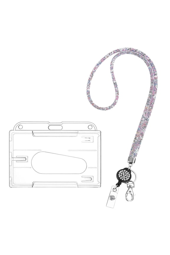 Rhinestone Bling Lanyard Keychain With Lobster Clasp Cute Neck Strap For ID Badge Keys Wallet(white,One Size)