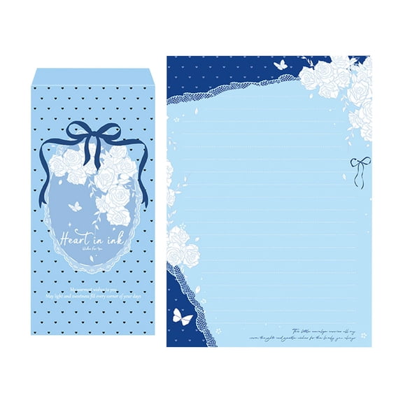Solivara Rose Lace Stationery Set Blue Letter Paper Kit With Envelopes And Writing Sheets For Invitations (Light blue,1 in)