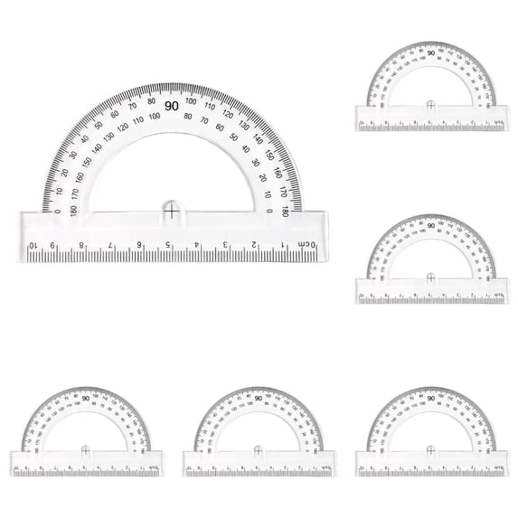 Solivara Semi Transparent 3.94 Inch Plastic Protractor Swing Arm 180 Degree For Students Geometry,Clear*5,3.94*2.76 in