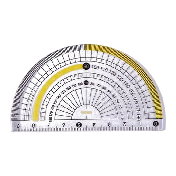 Solivara Semicircular 180 Degree Protractor Student Measuring Tool For Math Drawing Drafting,Yellow,3.94*1.77 in
