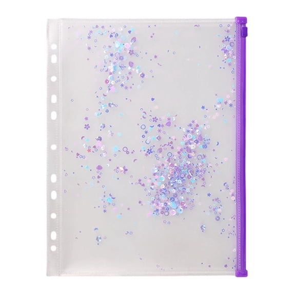 Solivara Shimmer Sequin Plastic Zipper Pockets Envelope Folders For Planner Filing And Document Organizer(G,12.2*8.27in)