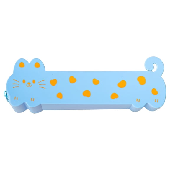 Solivara Silicone Cat Shaped Pencil Case For Home Office Desk Organizer (Blue,One Size)