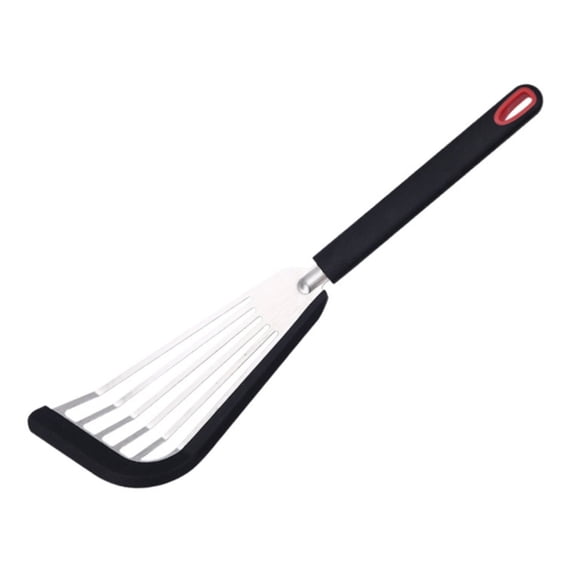 Solivara Silicone Slotted Turner Spatula For Frying Heat Resistant Dishwasher Safe Flexible Soft Grip Handle(Black,one size)