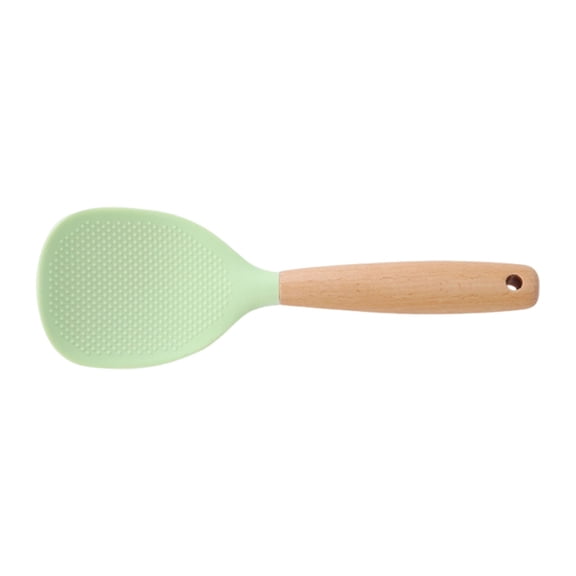 Solivara Silicone Spoon With Wooden Handle For Non Stick Cooking And Baking Heat Insulation Plastic(O,8.27in)