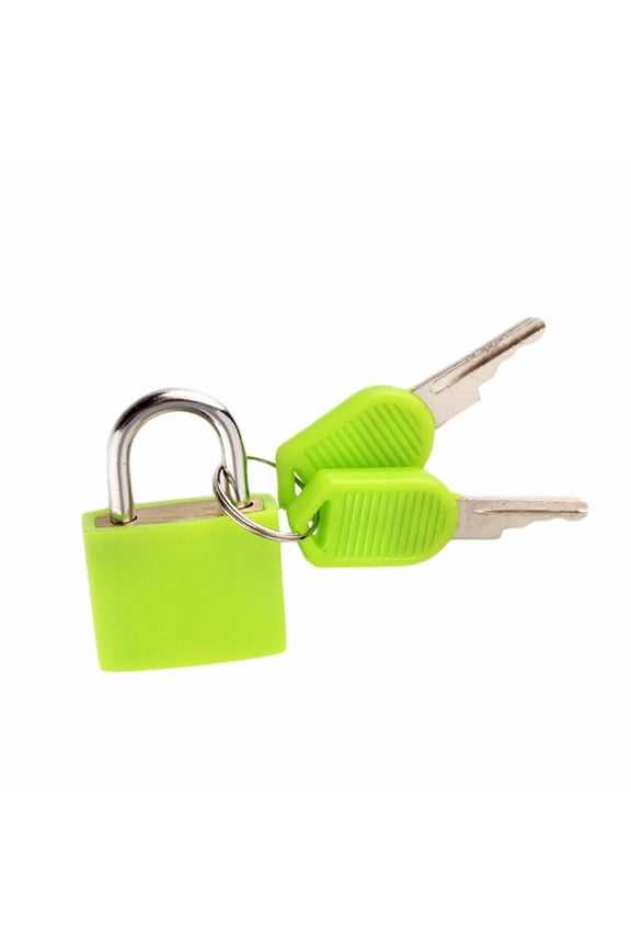 Small Metal Lock With Keys For Luggage Locker And Suitcase Keyed Padlock Multi Color (Green,1.26×1.22in)