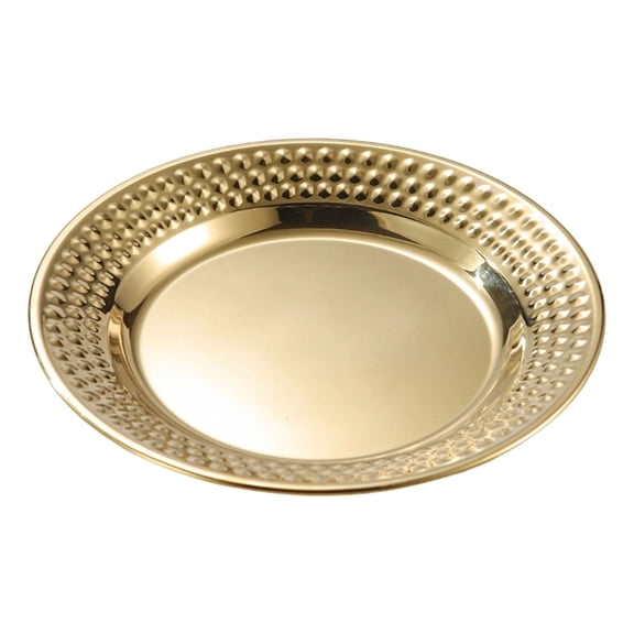 Solivara Stackable Stainless Steel Round Plate Hammered Texture For Kitchen BBQ And Catering (E,9.45in)