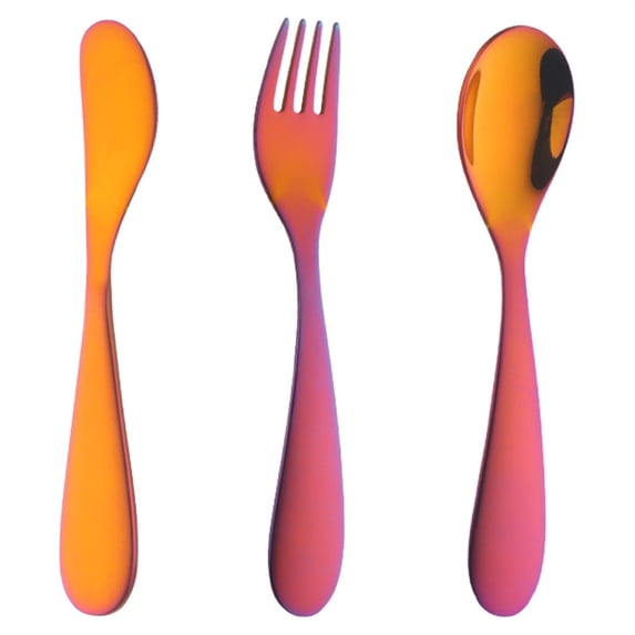 Solivara Stainless Silverware Set 3 Piece Fork Spoon Knife Polished Dishwasher Safe Assorted Colors (G,One Size)