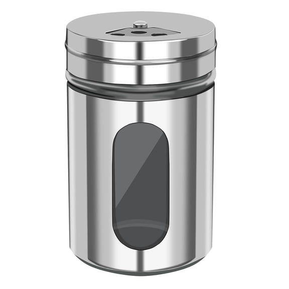 Solivara Stainless Steel And Glass Shakers With Adjustable Pour Control For Pepper Salt And Sugar(Silver,3.2*1.9in)