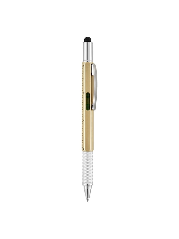 Stocking Stuffers For Men Dad Multitool Pen Tool Cool Gadget With Ruler Screwdriver Ballpoint Pen(Gold,5.9in)