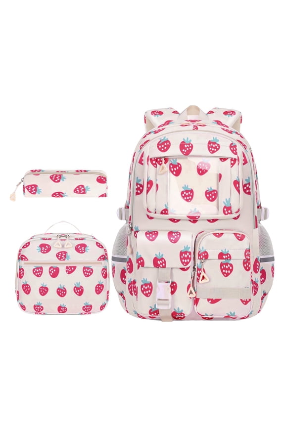 Strawberry Pattern Backpack For Home Office Shopping Outing (C,One Size)