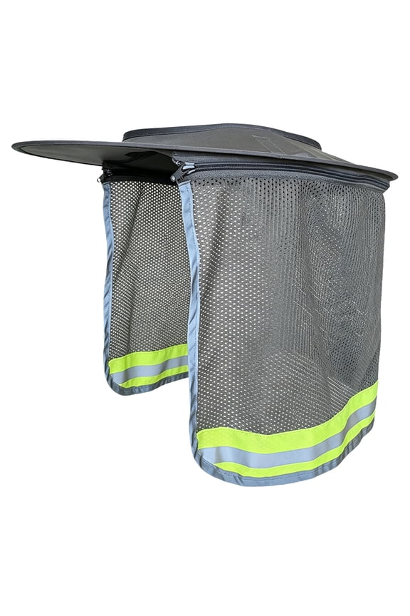 Sun Neck Gaiter Hard Hat Set Full Brim Shield Reflective Strips Mesh For Construction Workers(Grey,18.5*11.81in)
