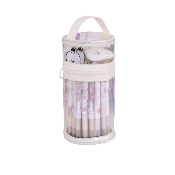 Solivara Transparent Cylindrical Pen Holder For Student Exam Stationery Organizer(C,6.89*3.54 in)