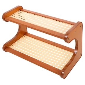Solivara Two Tier Rustic Wood Desktop Organizer Shelf For Kitchen Counter And Home Office Display Stand(Yellow,30*17.5*15.5in)
