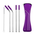 thumbnail image 1 of Solivara Ultra Long Stainless Drinking Straws 4 Pcs With Silicone Tips For Tall Tumblers Straight Bent(Purple,One Size), 1 of 5