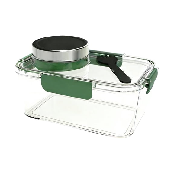 Solivara Upgraded Leakproof Salad Pod Lunch Box Side Open Large Salad Jar With Hidden Dressing Container(Green,8.27*5.51in)